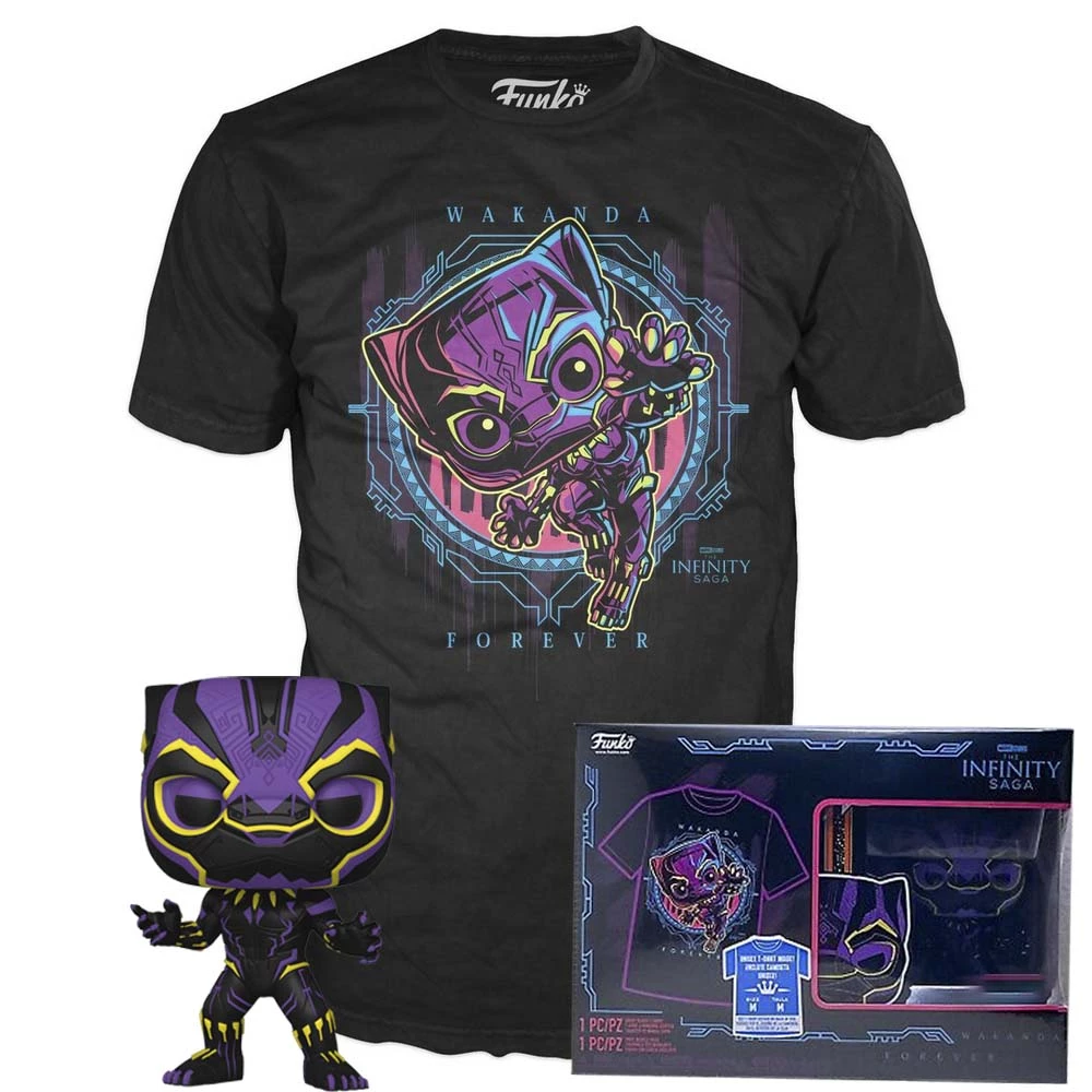Apparel Pop! & Tee: Marvel Blacklight- Black Panther (L) 3 Apparel Pop! & Tee: Marvel Blacklight- Black Panther (L)